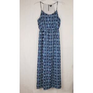 Lily Rose Polynesian blue print back slit maxi dress boho fairy mermaid